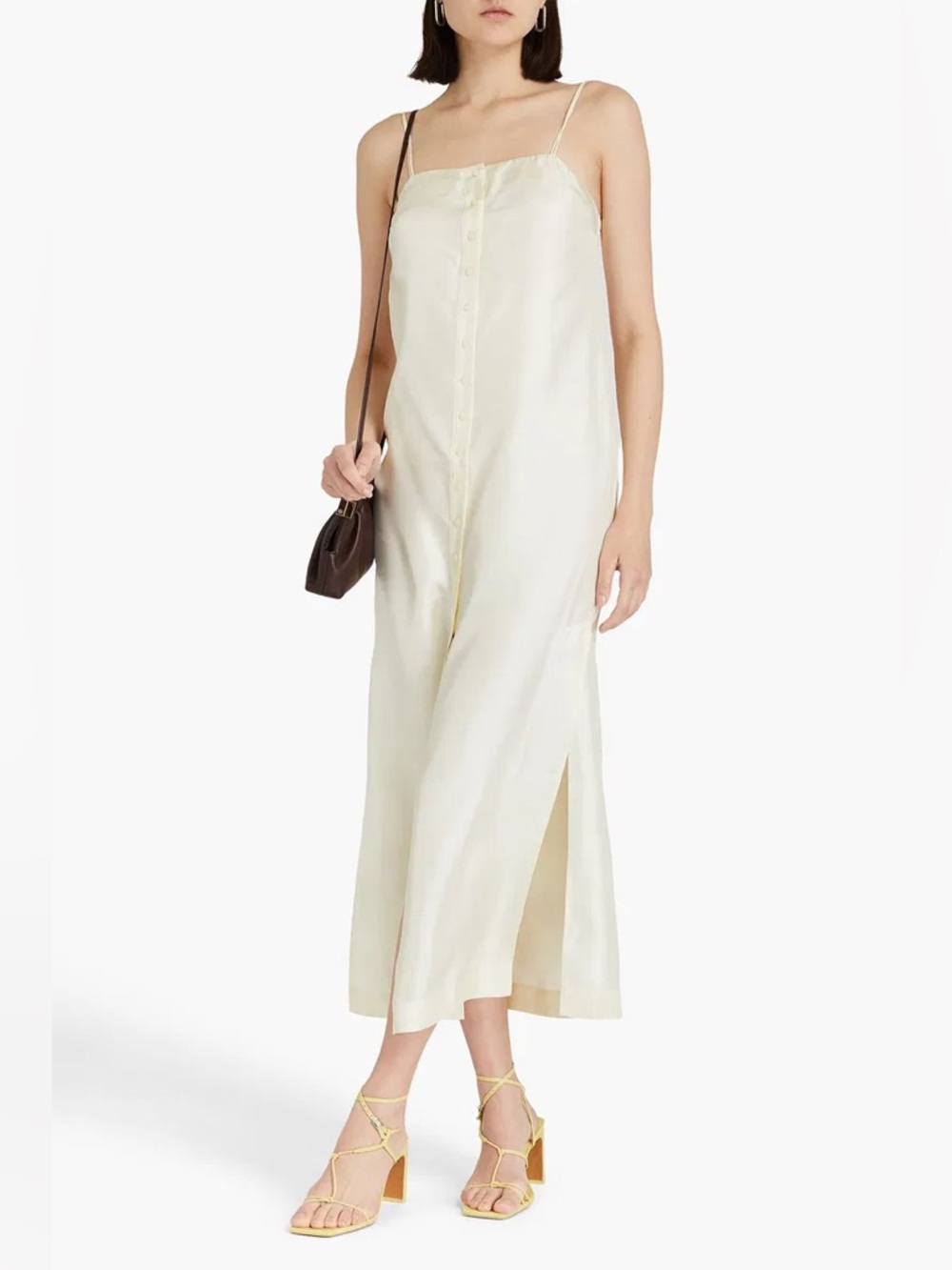 Loulou Studio Vabea Silk Twill Midi Dress Ecru Sz S NWT Slip Minimal Luxury